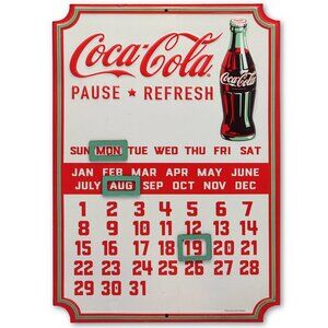 Retro Vintage Style Coca-Cola Metal Perpetual Calendar Sign Wall Decor For Home